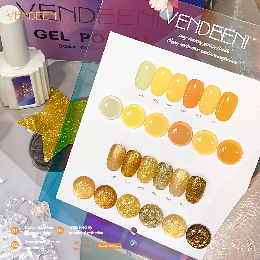 Low moq wholesale 12 color series reflective diamond gel nail polish set non toxic glitter uv gel polish art product custom logo