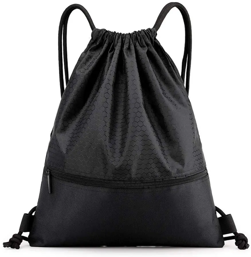waterproof drawstring backpack sack sports gym bag with zipper for kids