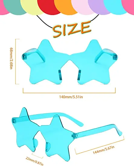 Star Shaped Rimless Sunglasses Bachelorette Party Decoration Supplier Cool Sunglasses Colorful Plastic