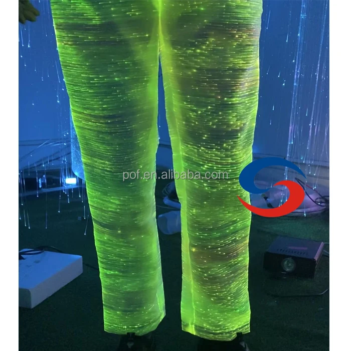 RGB LED emit light Fiber Optic Fabric Luminous Pants Customized Wide Leg Trousers and Pants