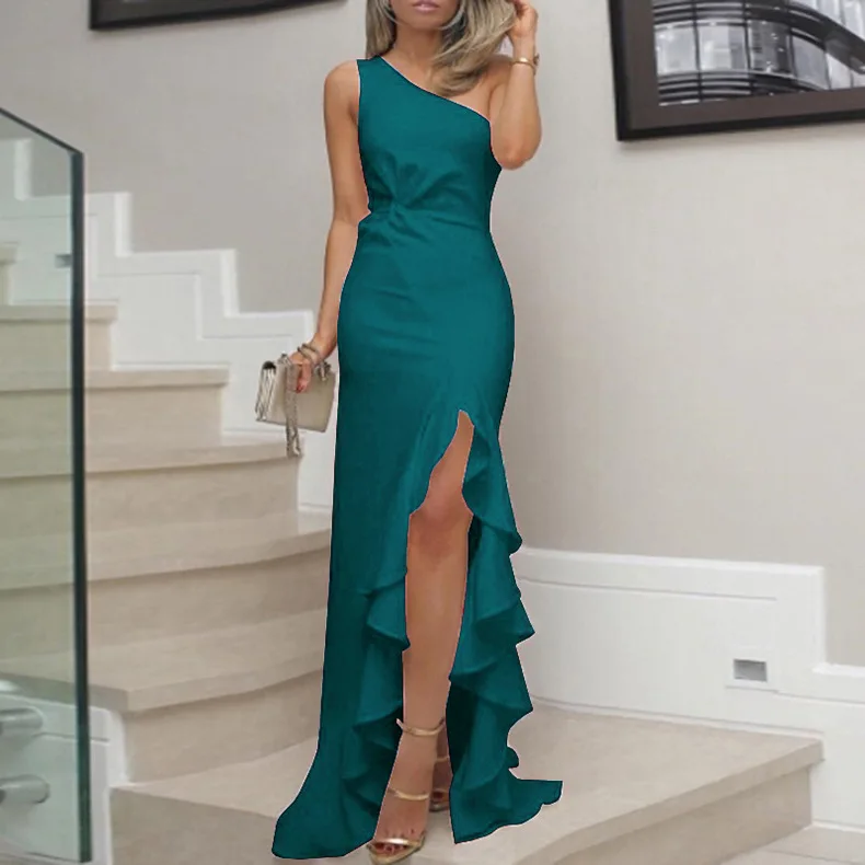 Evening Party Dresses Off Shoulder Solid Women Swing Dresses Lady Clothing drop shipping