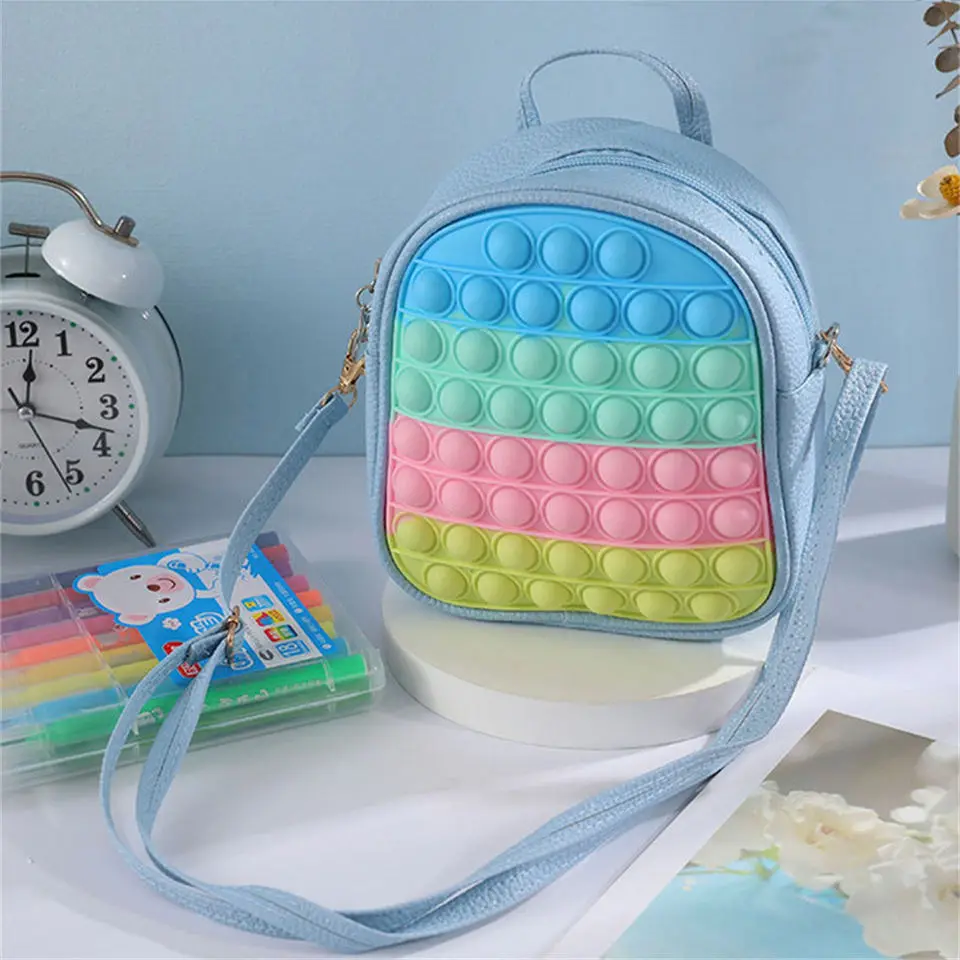 Laudtec Fidget Backpack Relive Stress Soft Squishy Push Bubble Silicone School Bags For Children