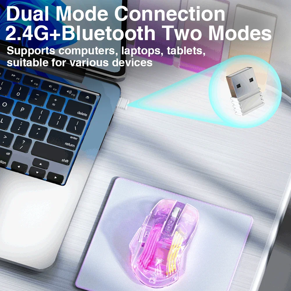 AULA SC518 Wireless Mouse 2.4G USB/BT Mode 4200 DPI RGB Backlit Rechargeable Gaming Mouse