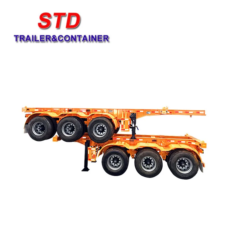 Yellow Color 20Ft Container Chassis 2 Axles Container Trailer 20 Ft
