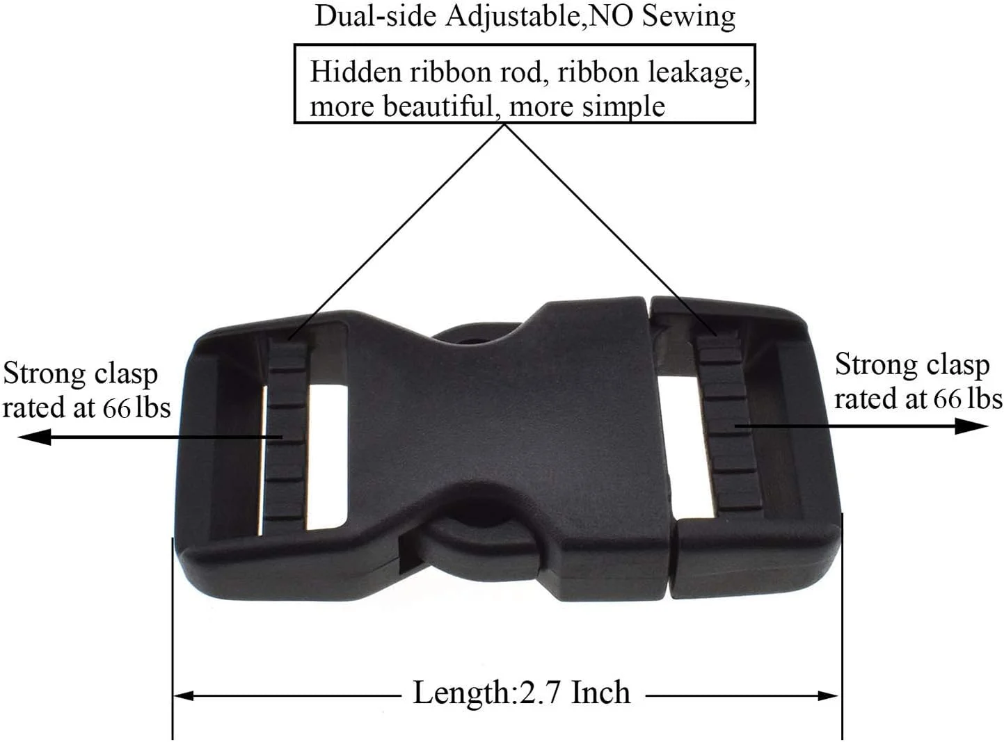 Dual Adjustable Plastic Buckles No Sewing Quick Cam Lock Side Release Buckles for Webbing Belt Dog Collars