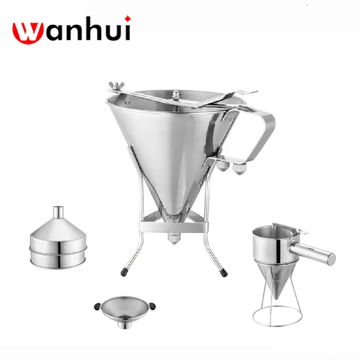 
Stainless Steel Waffle Pancake Batter Dispenser Oil Funnel Octopus Balls Tools,Meatball Funnel With rack 