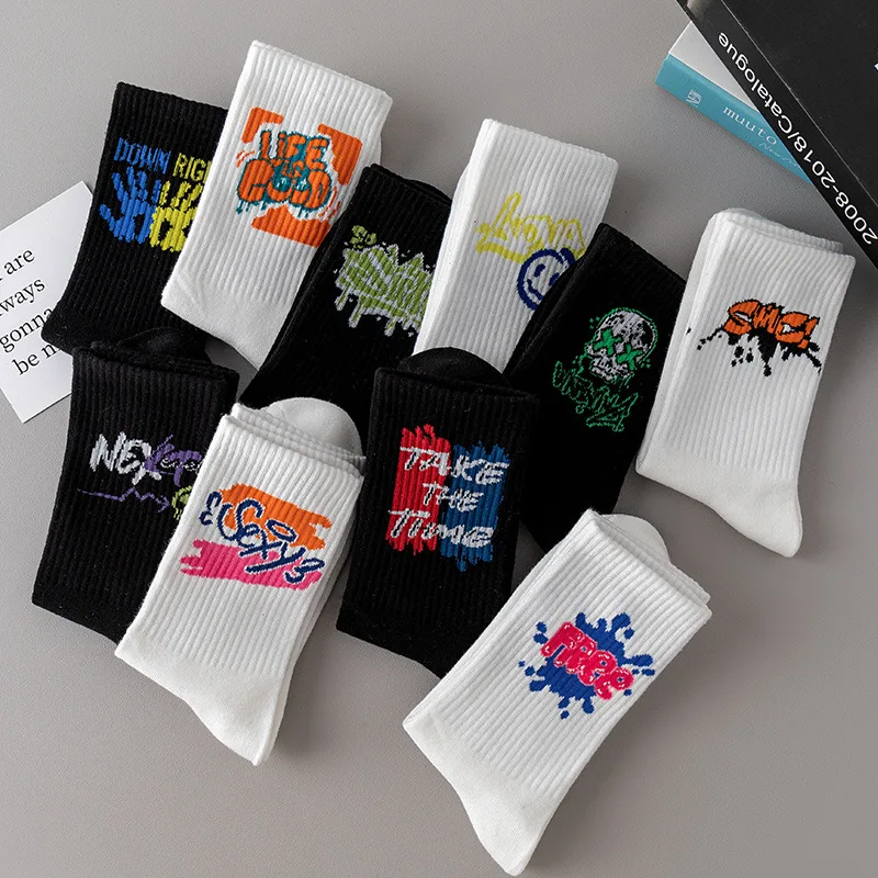 2024 Custom Logo Adult Men Women Unisex Sports Socks Autumn Color National Asymmetrical Casual Quick Dry Long Tube Cotton Socks