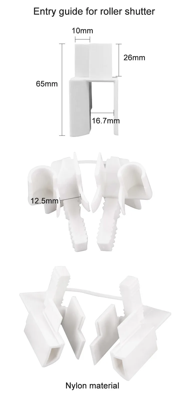 Good quality useful life roller shutter accessories white plastic entry guide