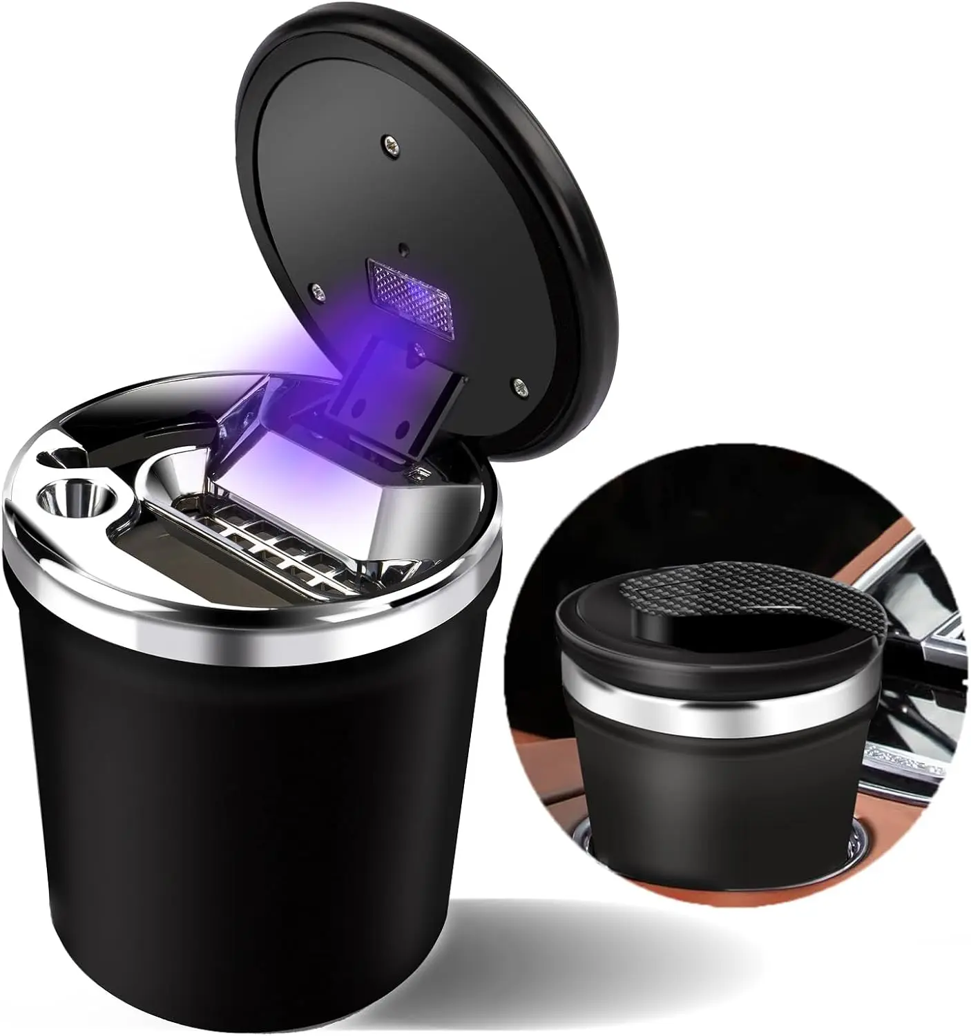 Portable Car Ash Tray With Lid Smell Proof, Cigarette Ashtray Cup Holder for Truck Auto Office, Home, Car Ashtray