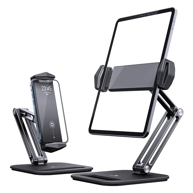 Adjustable Heavy Duty Aluminum Tablet Stand With 2-stage Arm Multi Angle Holder