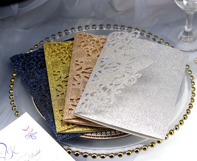 Personalized Hollow Out Wedding invitation Card invitation card wedding with glitter