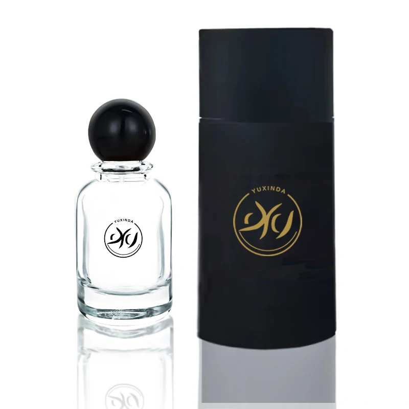 Luxury Heavy Base Glass Perfume Bottle 50ml Cylinder Parfum Botol 30ml Empty Glass Fragrance Parfum Spray Bottle With Wooden Cap