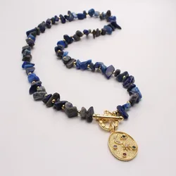 2022 Women Mens Natural Stone Necklace 18K Real Gold Plated Zircon Moon and Star Pendant Necklace Choker For Party Jewelry