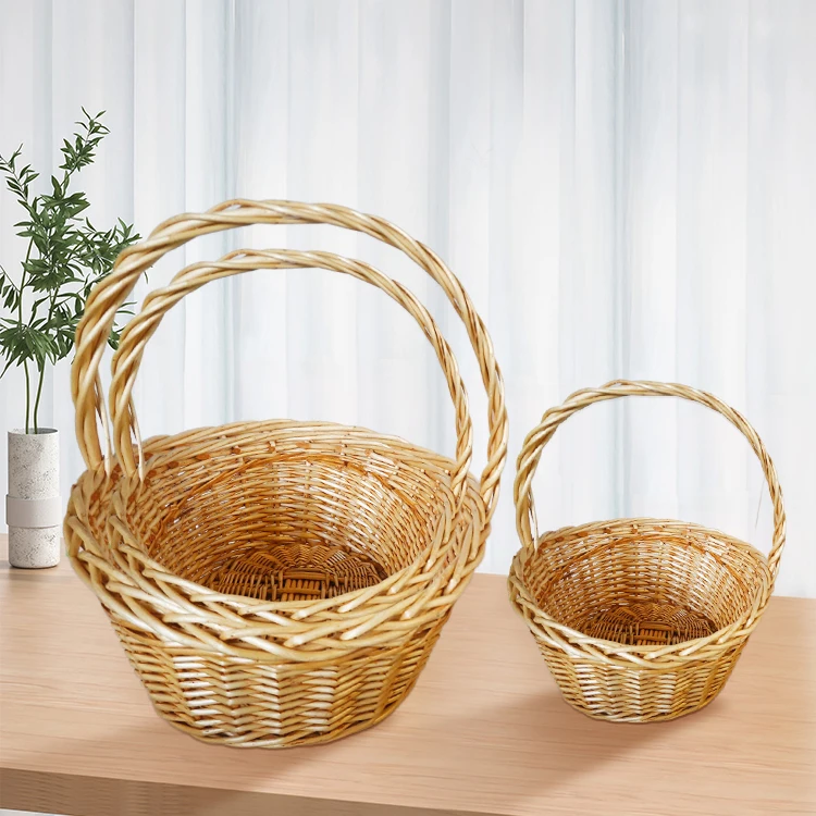 Wicker Woven Basket Multipurpose Natural Willow Basket with Handle for Storage and Decoration