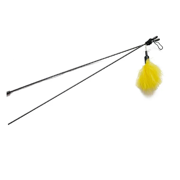 Best cat sellers yellow feather refill tail  and two part  rod connected together cat teaser replacement for cat scratch