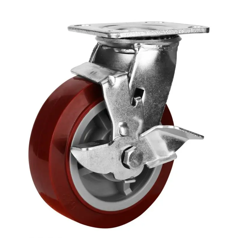 PU Coated Beach Rubber Cast Iron Heavy Duty Industrial Wheel