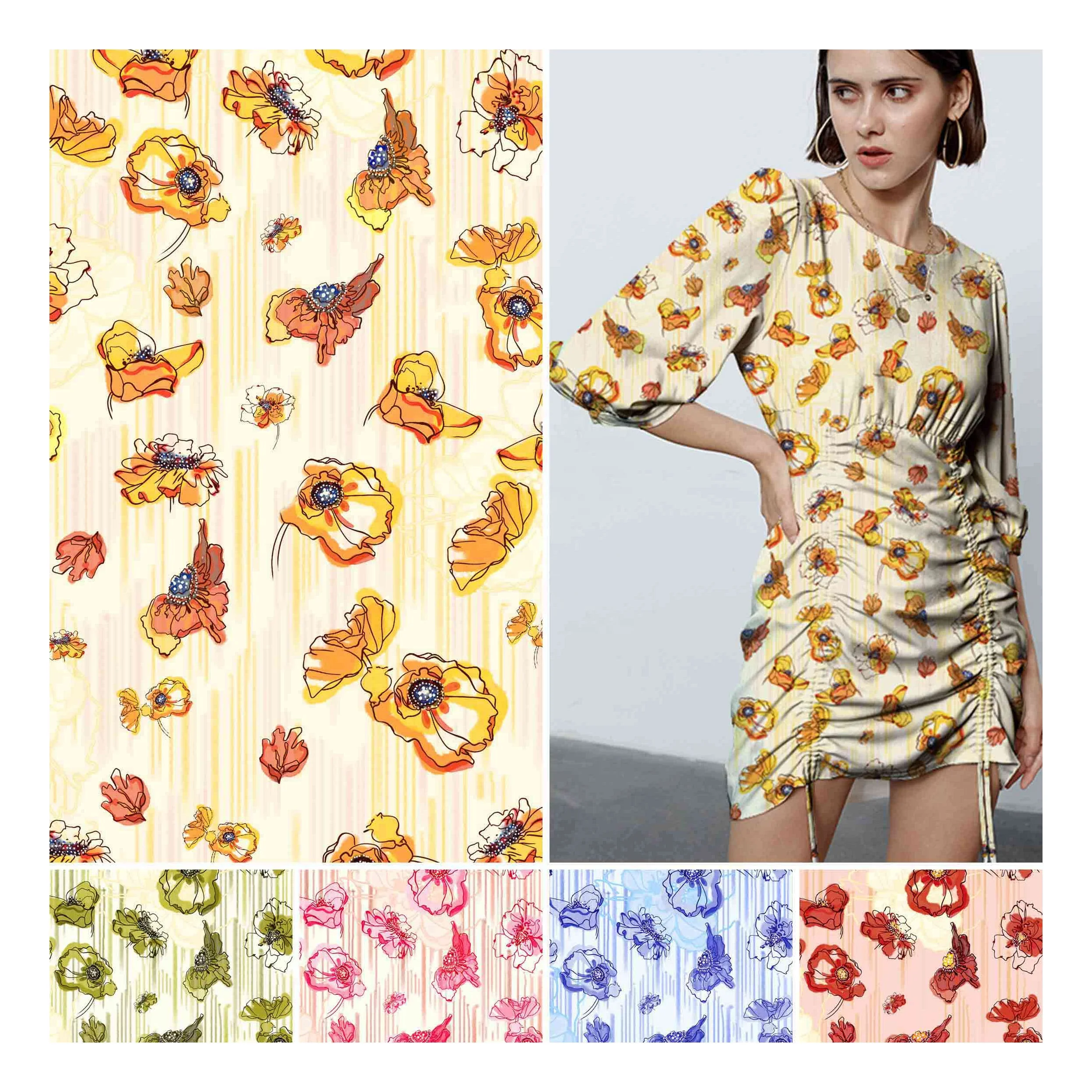 Top quality eco-friendly plain dyed African print floral tencel polyester fabric for clothing