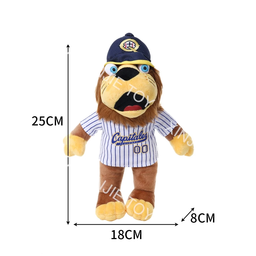 Hot sell Plush doll corporate mascot custom lion doll toys Plush 25CM standing big eye Lion doll toy with hat shirt logo