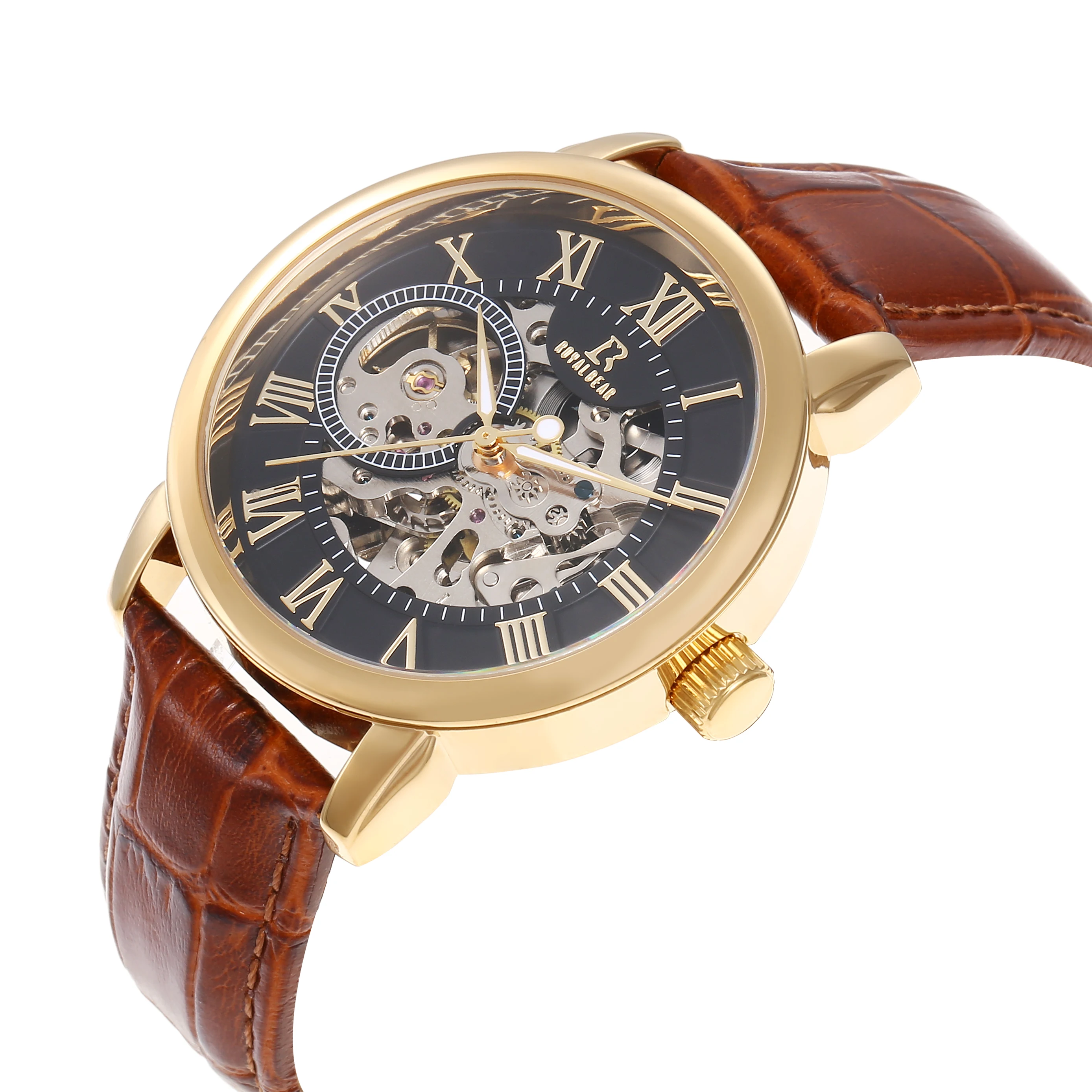 Royal Bear Stainless Steel Men Casual Fashion Waterproof Automatic Movement Mechanical Wrist Watches