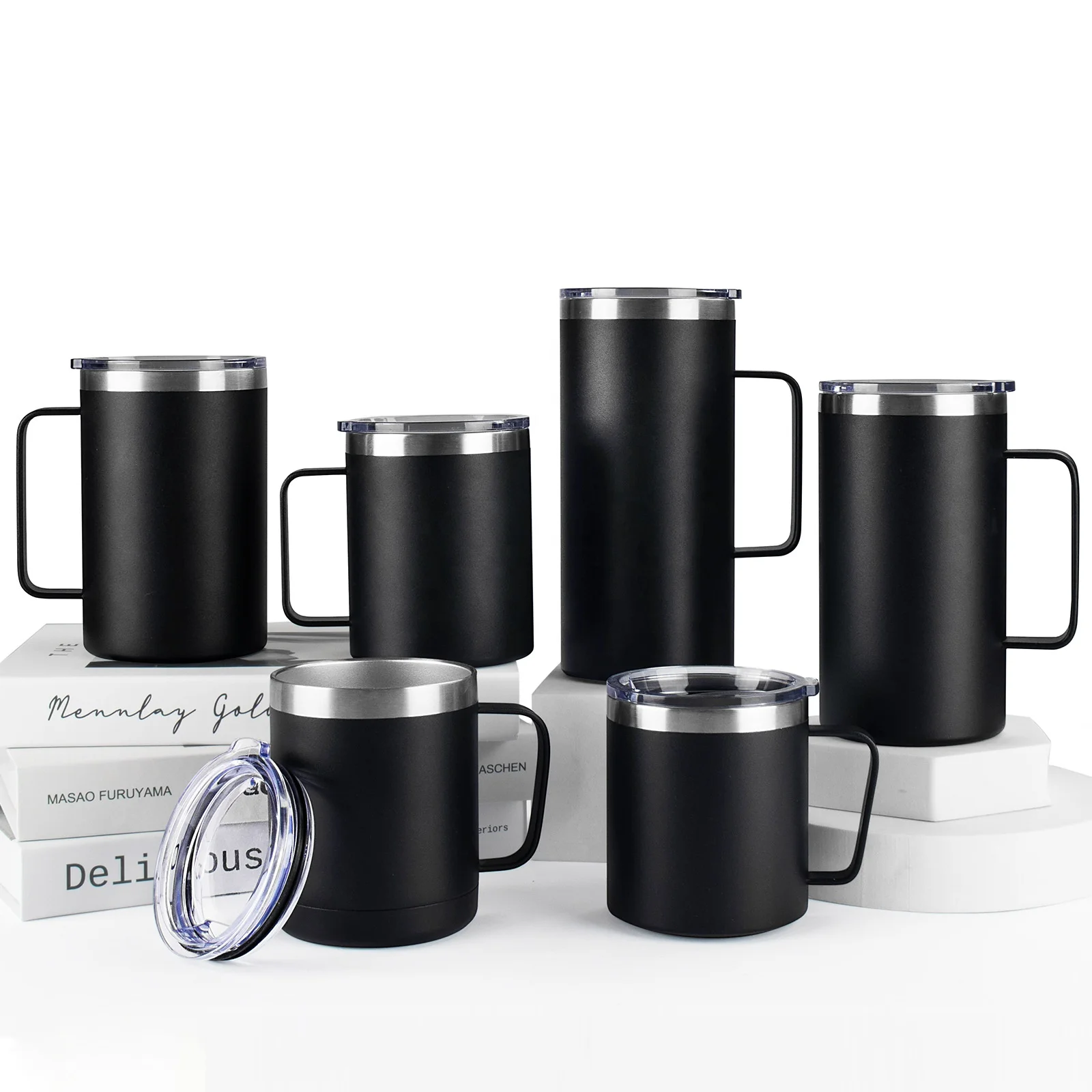 Coffee mug double walled stainless steel coffee cup keep drink hot And Cold vacuum tumbler with handle