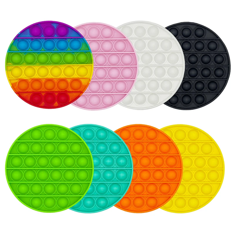OEM Mini Keychain Pendant Silicone Squeeze Toys Pop Push Press Rainbow Bubble Fidget Toys Stress Relief Kids Educational Toys