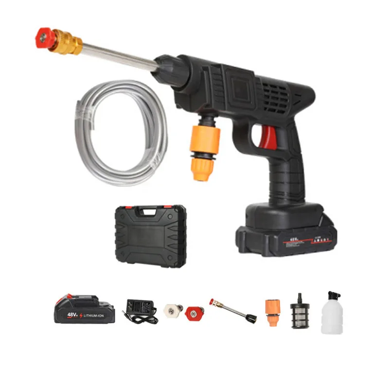 Car Washer High Pressure Portable Wash Gun 12V 24V 48V 96V Cordless Electric Cleaning Machine Lithium Battery Washer Spray Gun