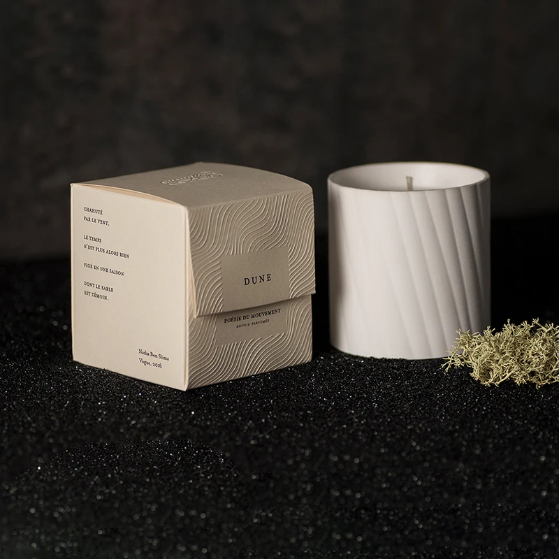 Design Logo Embossed Line Easy Assemble Folding Paperboard Box For Candle Jar Luxury Custom Empty Candle Boxes
