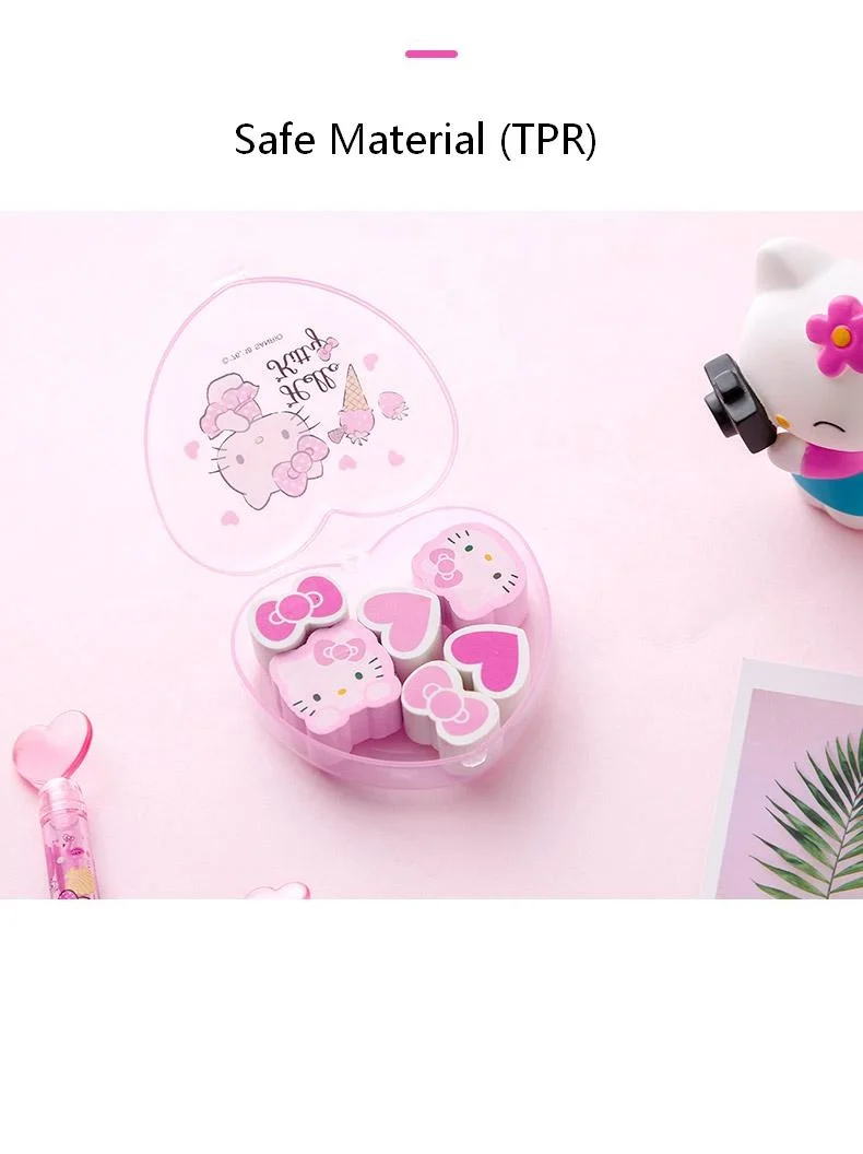 
Heart-Shaped Hello Kitty Eraser Box For School 