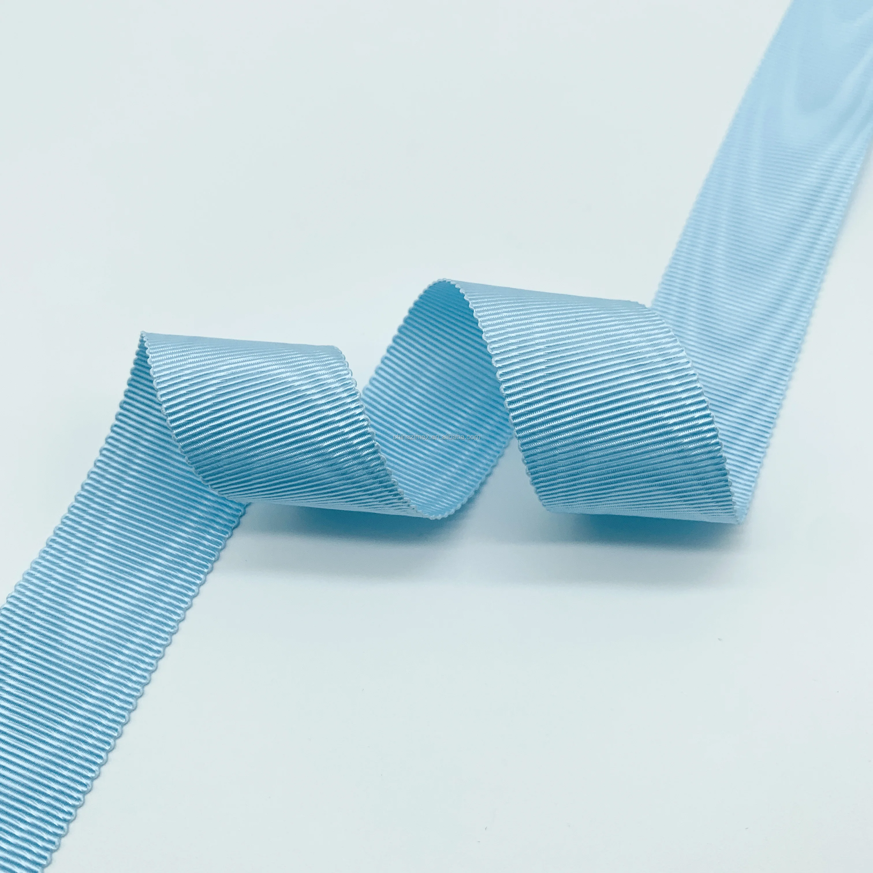 
19mm sky blue color moire grosgrain ribbons used on bags 