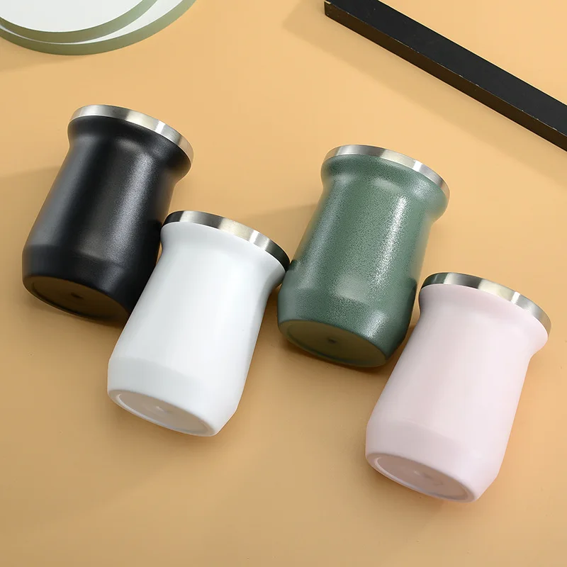 Double-wall Stainless Steel Coffee Tea Cup Yerba Mate Tea Cup And Bombilla Set