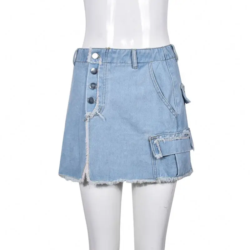 New style Denim Skirt Cheap Mini Sexy Jeans Short Street Wear Skirt Ladies Boutique Clothing 2023 Denim Tassel Mini Skirt