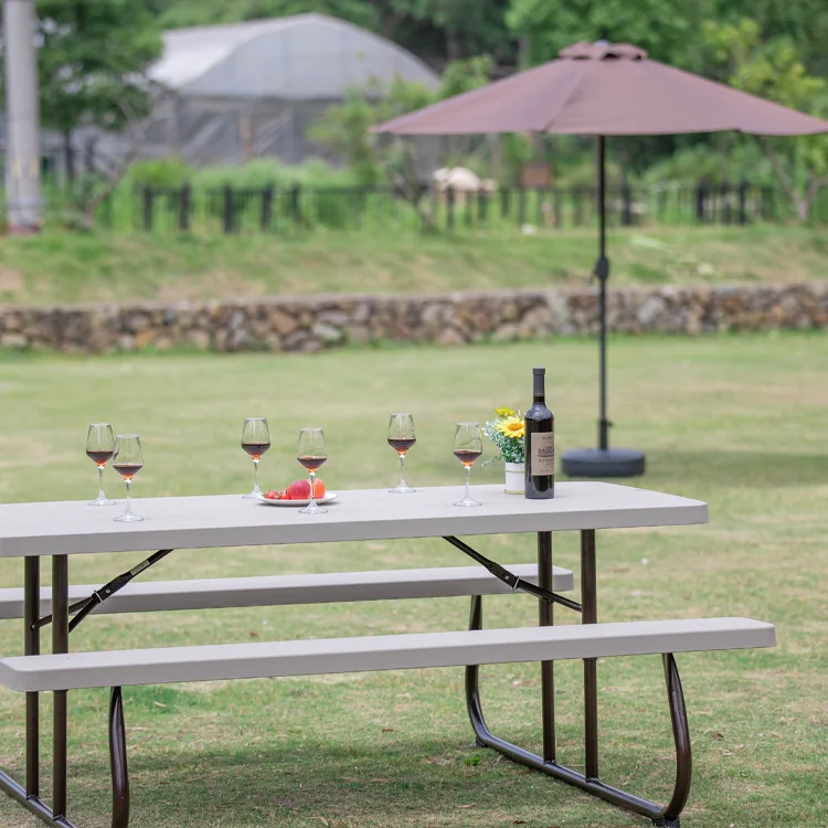 Modern Design Plastic Garden Outdoor Dining Table And Bench Furniture Sets