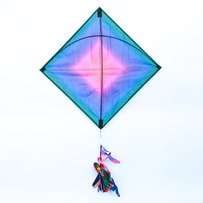 2023 Hot sale green foursquare single line kite with trail Manufacturers sell colored kites directly