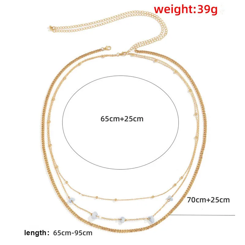 Trend Multilayer Waist Chain for Women Sexy Crushed Stone Body Chain Jewelry Beach Accessories