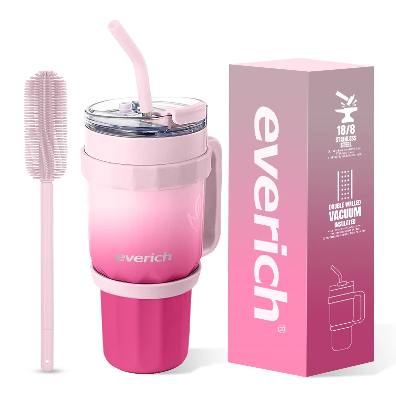 Wholesale 30oz custom logo folded straw screw cap stainless sublimation tumbler with handle