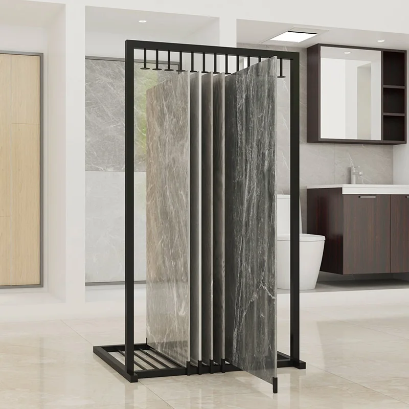 Kainice Customized Stone Sample Showroom Ceramic Marble Push Pull Stand Panel Granite Slab Slider Tile Display Rack