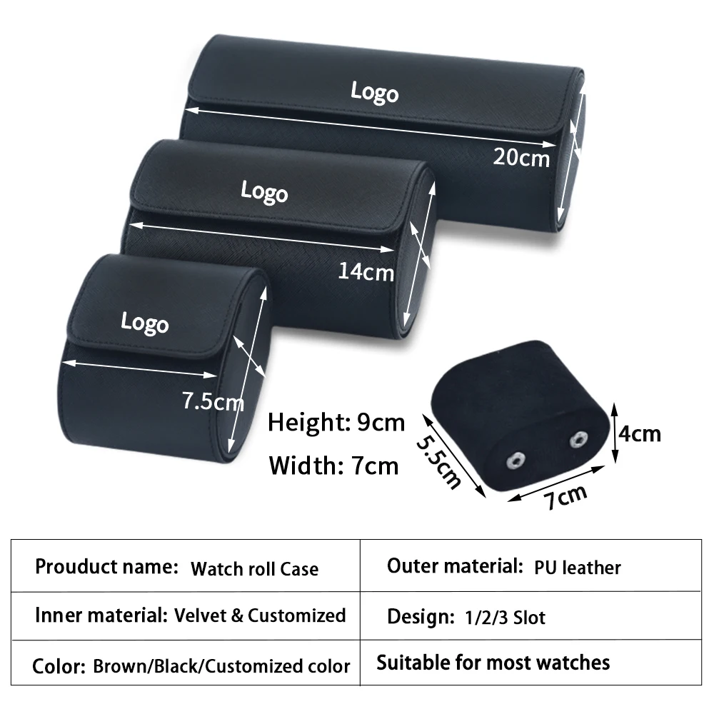 LAIHE High Quality Wholesale Men Custom Logo Pu Leather Travel Storage Luxury Watch Roll Watch Travel Case