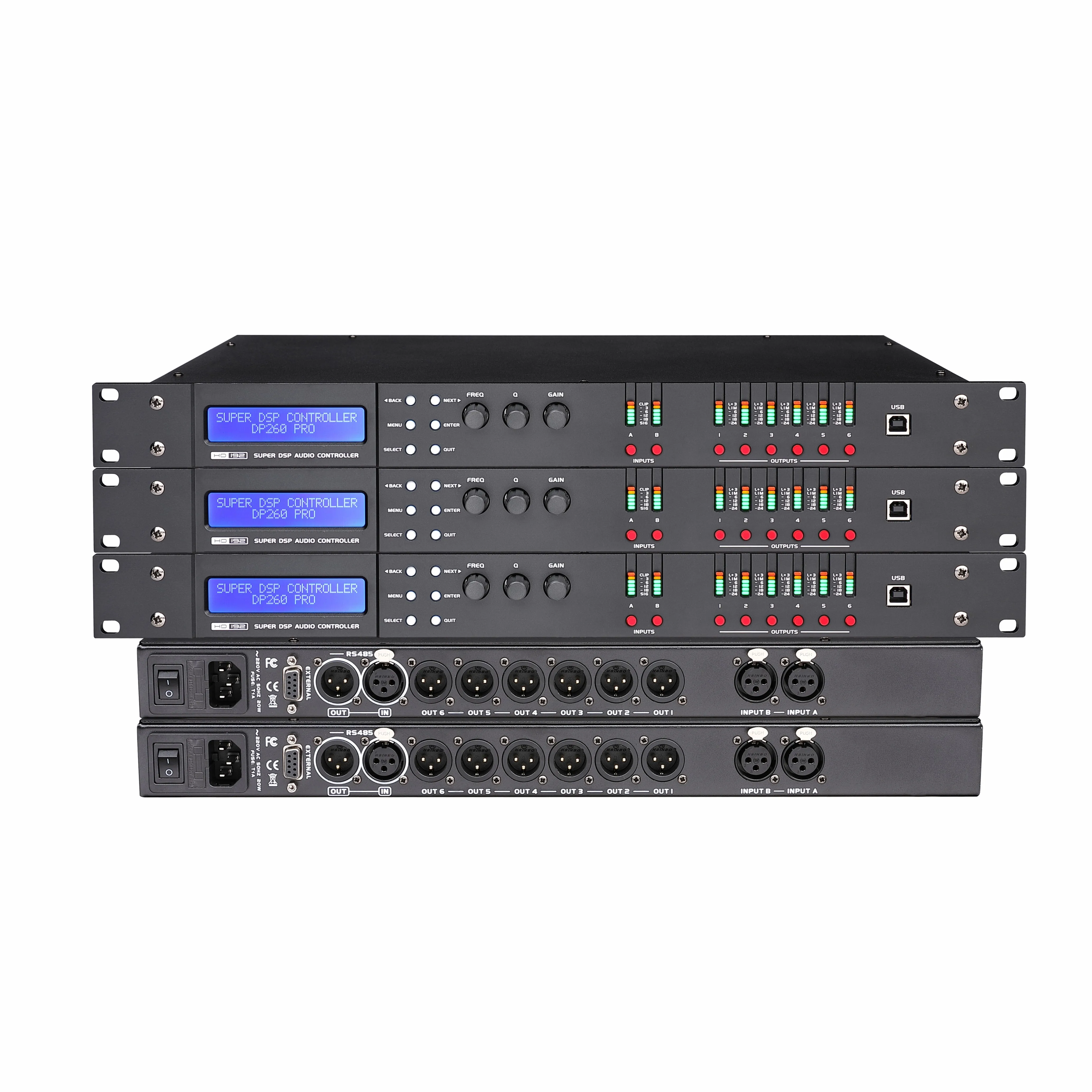 Digital Audio Processor 2 Input 6 Output Professional Sound System  Multifunction Audio Processor