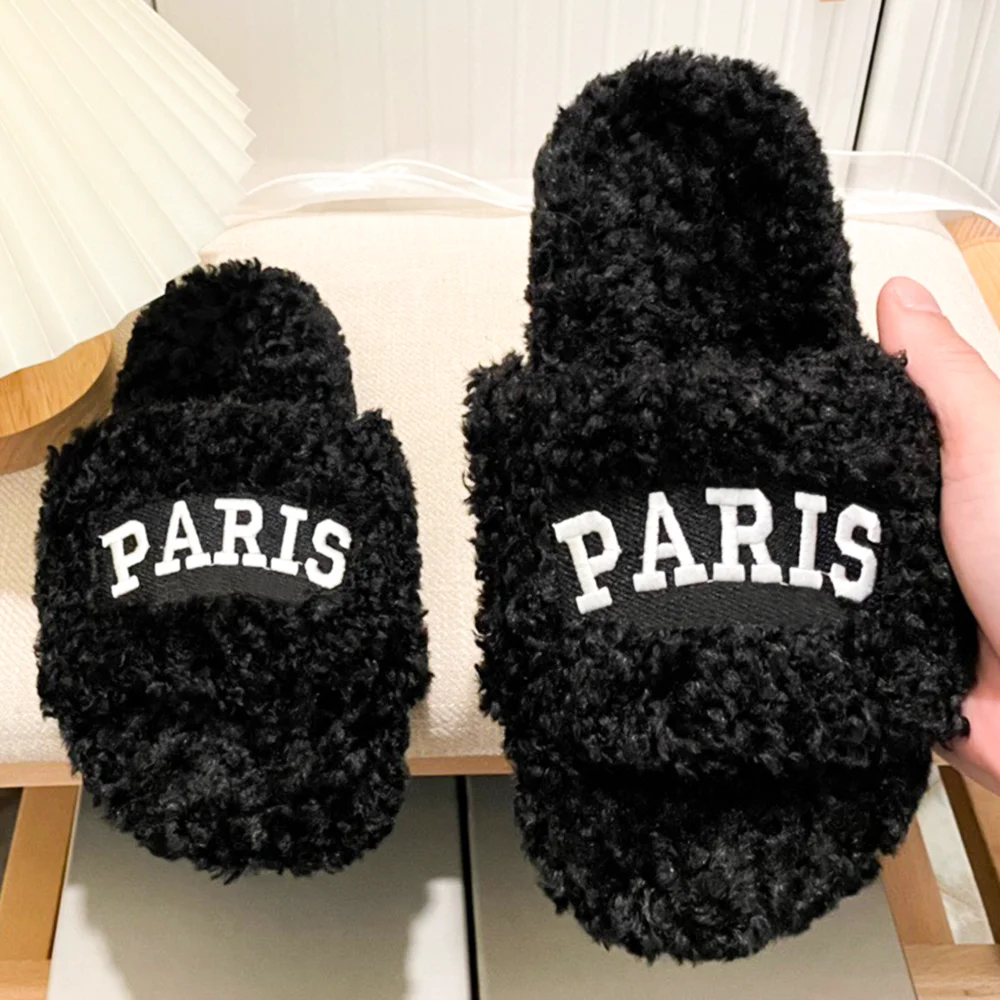 Women Luxury Warm Flat Footwear Female Slide Designer Sandal Plush Comfy Fashion Shoe Brand Lady Lamb Wool Outdoor Slipper
