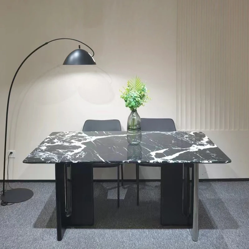 WESOME Luxury Wedding Restaurant Dinning Room Tables And Chairs Set Stainless Steel Base Marble Dining Table For Hotel
