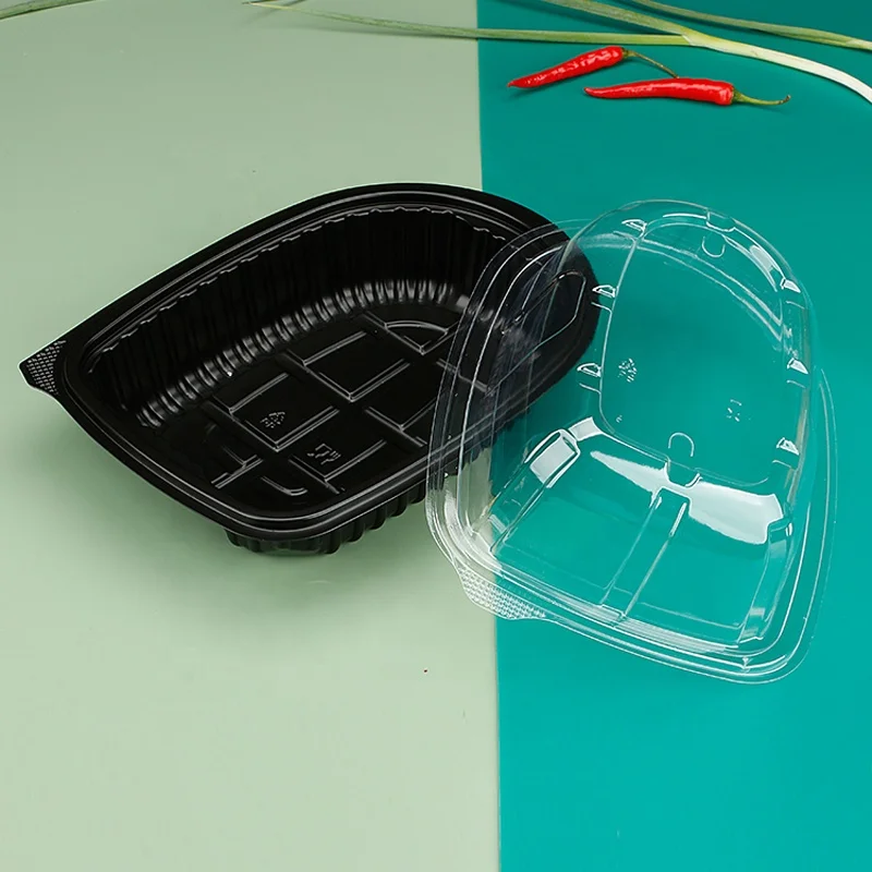 Microwave plastic portable blister packaging box container with handle chicken take away packing container for roast duck