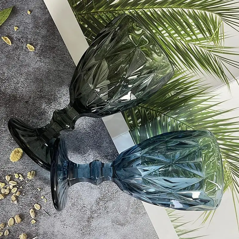 Hot High Quality Stemless Logo Custom Engraved Luxury Crystal Wine Glasses Vintage Colored Drinking Vintage Glass Goblets