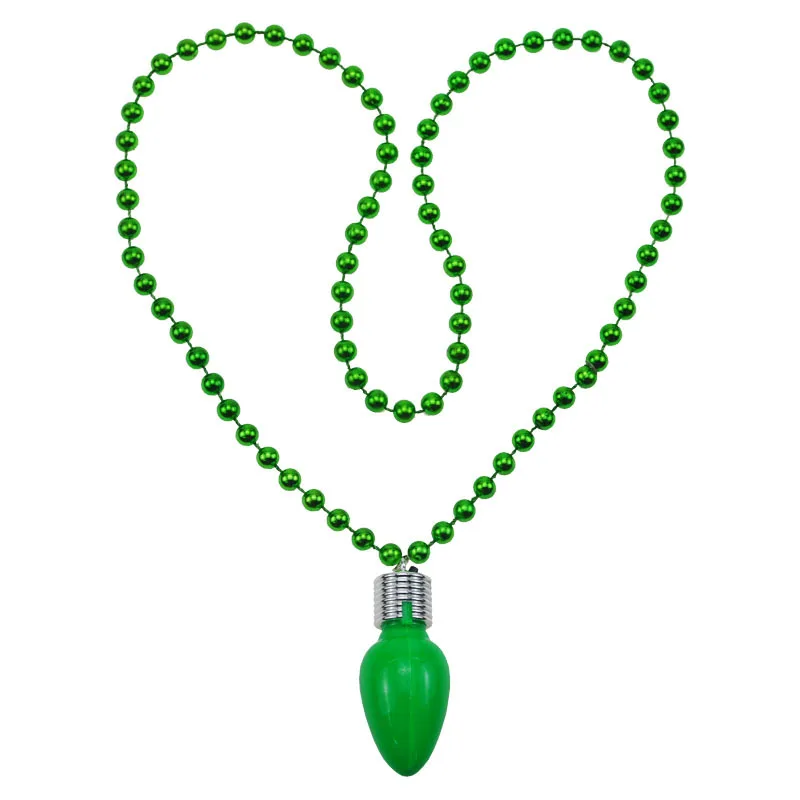 Cheap Light Up Bulb Beads Pendant Necklace Plastic Flashing X-Mas Beads Necklace LED Flashing Bulb Christmas Pendant