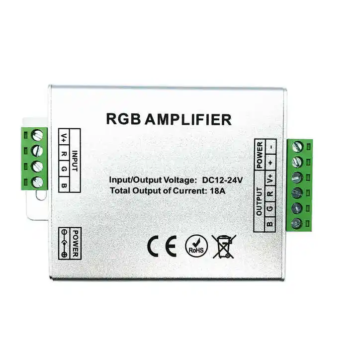 rgb amplifier 18A Custom Manufacturer 12v 24v 18A 216W aluminum case 5050 rgb led strip signal repeater led power amplifier