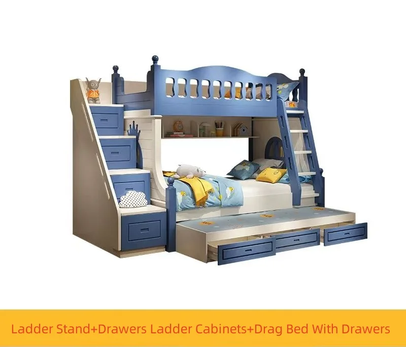 High quality bed sets for sale kids bunk beds with drawers ladder cabinets for children hot sell double layer kids beds