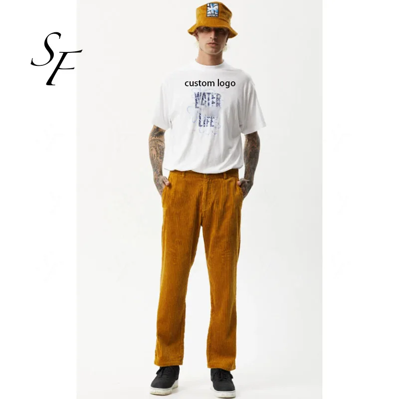 Custom large size loose retro bloomers winter street style straight casual trousers wide leg solid color bloomers for men