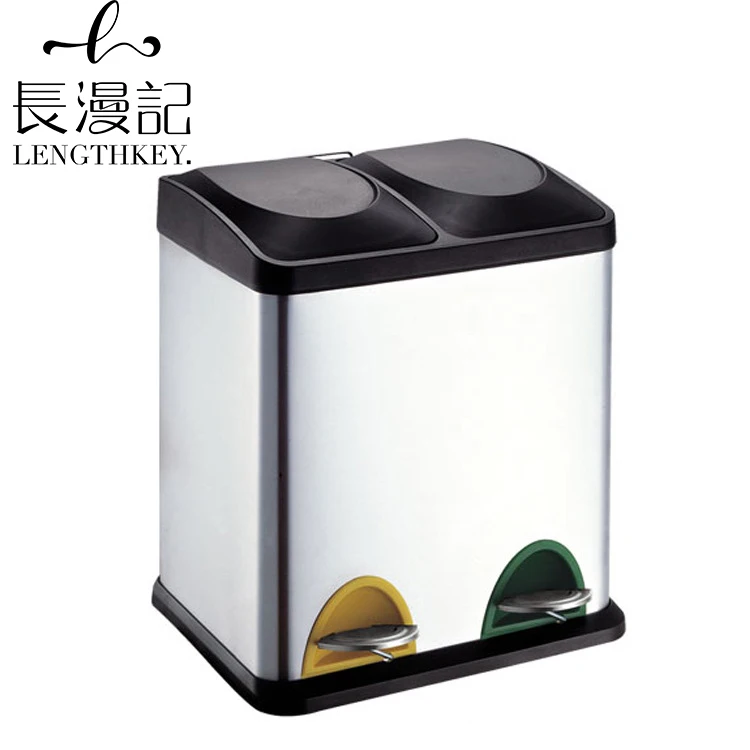 36L double barrel family community classification pedal outdoor Hotel 410 stainless steel trash can