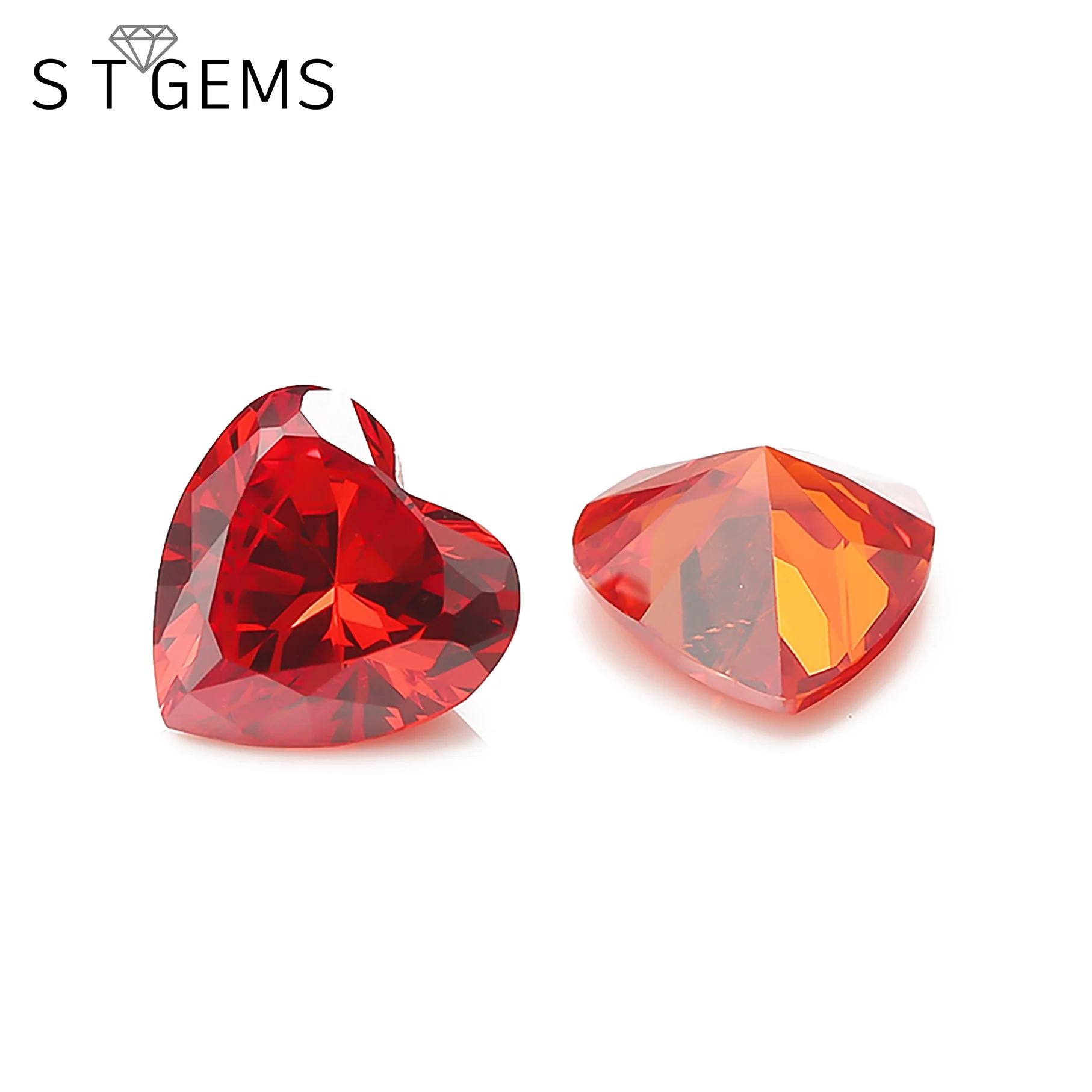 High Quality Heart Shape Machine Cut Orange Cubic Zirconia China Synthetic Diamond