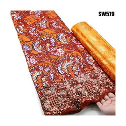 Lace Fabric for Official 2023 New Design Luxury Sequins Lace for Party Dress or Officiel