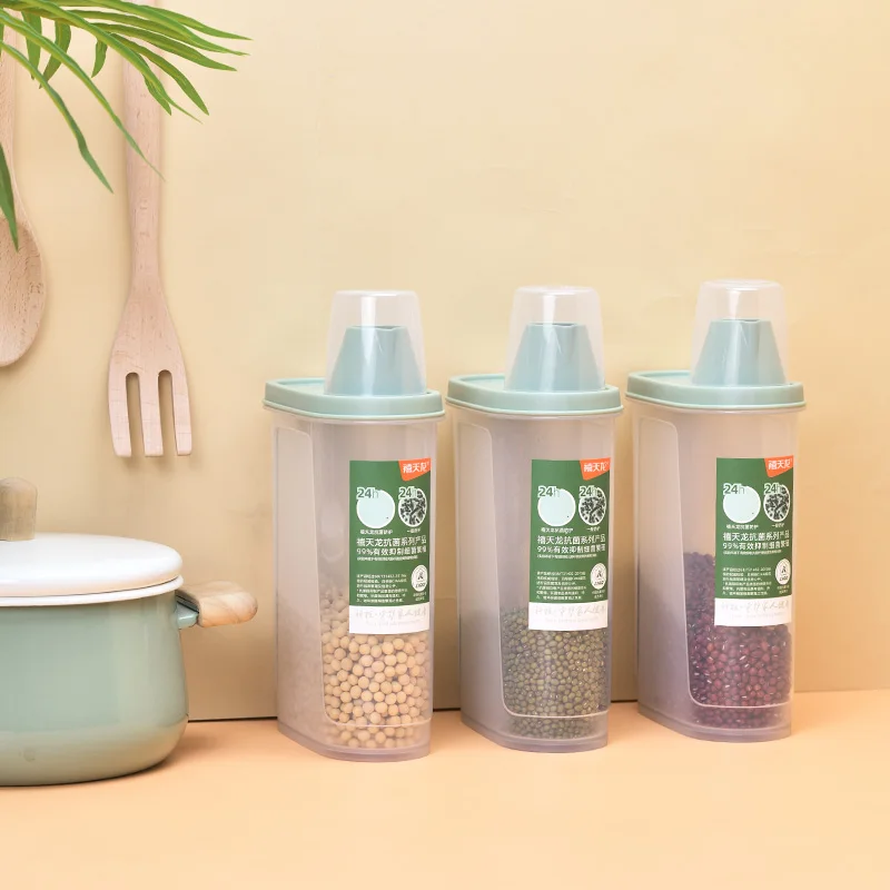 Factory Manufacturer Silicone Airtight Plastic Tin Pet Cat Dog Food Pet Feed Container With Measuring Cup